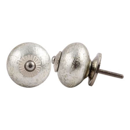 Silver Round Silver Fitting Ceramic Knob